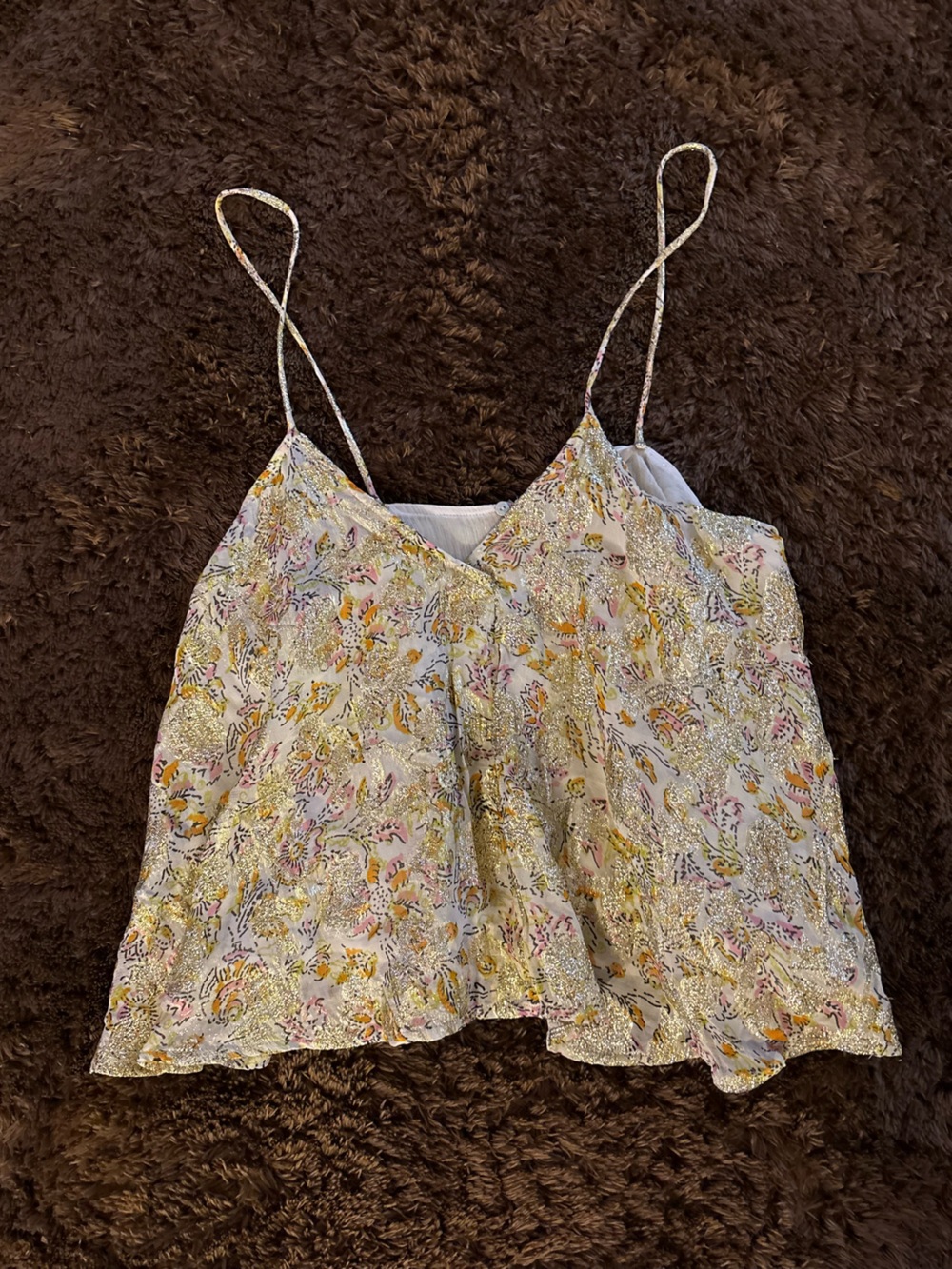 Floral Print Spaghetti Strap Cami Top - Light Multicolor
